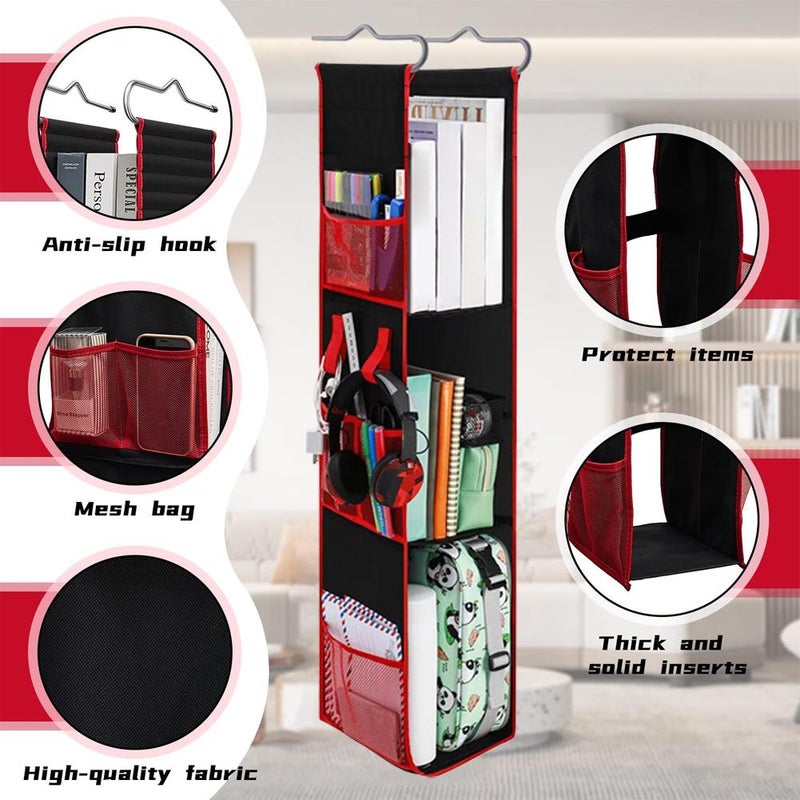 3-Tier Portable Locker Shelf Organizer – 600D Oxford Cloth Hanging Rack for Students & Professionals, Space-Saving Storage for School/Gym/Closet  (Black) - Image 4